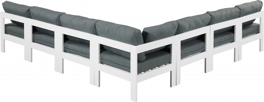 Nizuc 120" Water Resistant Fabric Upholstered Outdoor Patio 7pc. Modular Sectional