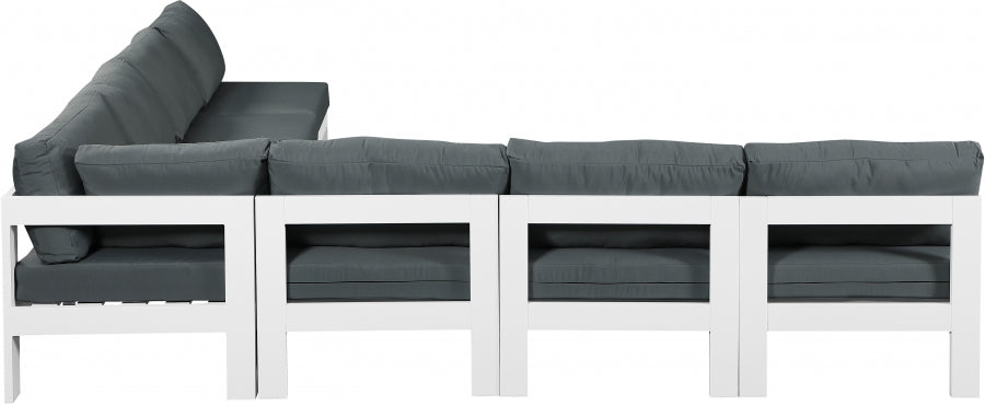 Nizuc 120" Water Resistant Fabric Upholstered Outdoor Patio 7pc. Modular Sectional