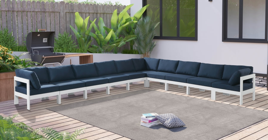 Nizuc 180" Water Resistant Fabric Upholstered Outdoor Patio 10pc. Modular Sectional