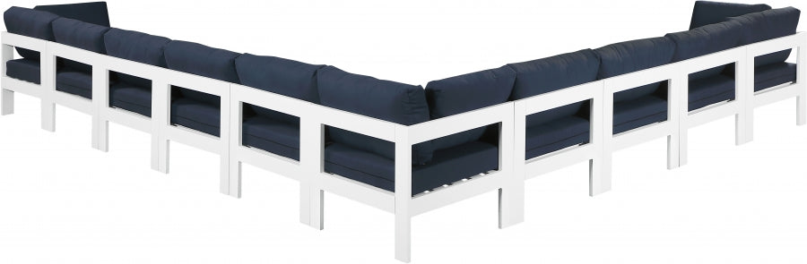 Nizuc 180" Water Resistant Fabric Upholstered Outdoor Patio 10pc. Modular Sectional