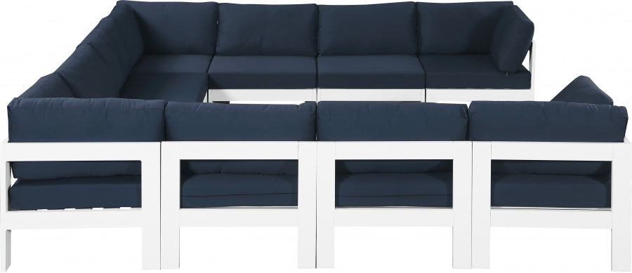 Nizuc 120" Water Resistant Fabric Upholstered Outdoor Patio 10pc. Modular Sectional