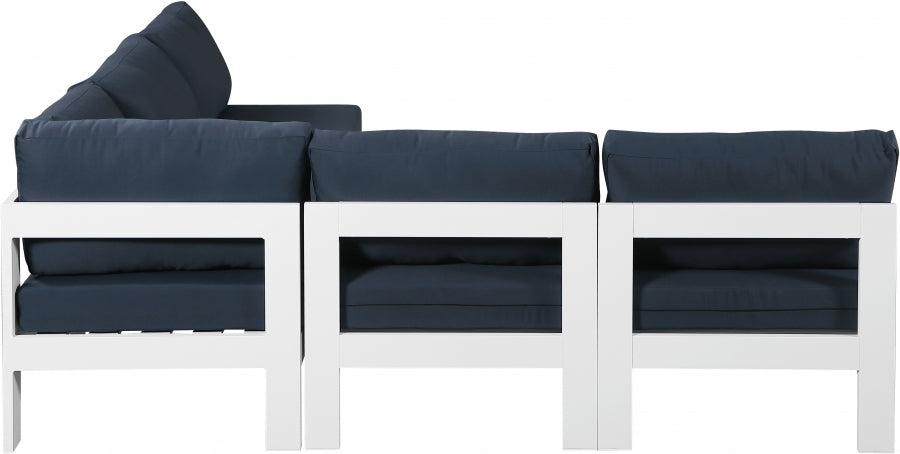 Nizuc 90" Water Resistant Fabric Upholstered Outdoor Patio 5pc. Modular Sectional