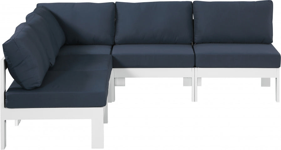 Nizuc 90" Water Resistant Fabric Upholstered Outdoor Patio 5pc. Modular Sectional