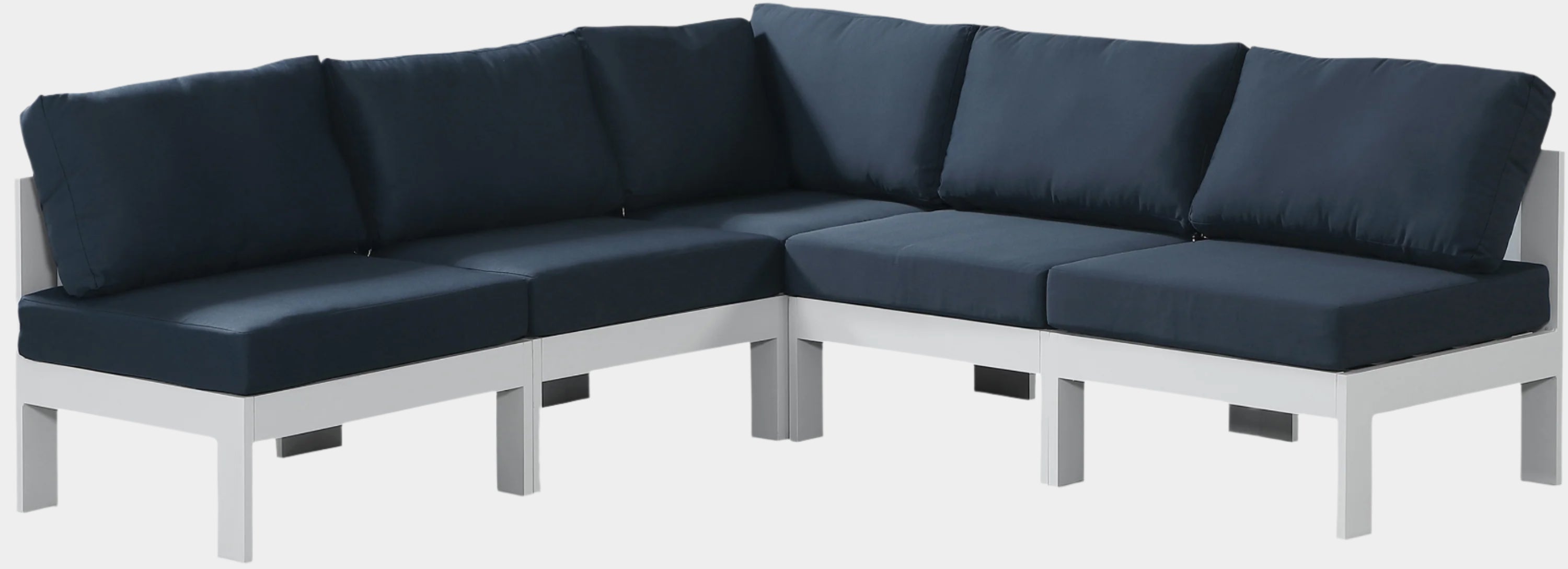 Nizuc 90" Water Resistant Fabric Upholstered Outdoor Patio 5pc. Modular Sectional