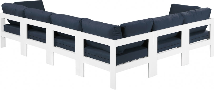 Nizuc 120" Water Resistant Fabric Upholstered Outdoor Patio 6pc. Modular Sectional