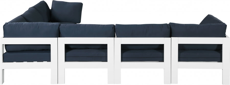 Nizuc 120" Water Resistant Fabric Upholstered Outdoor Patio 6pc. Modular Sectional