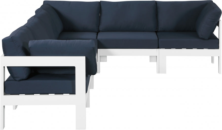 Nizuc 120" Water Resistant Fabric Upholstered Outdoor Patio 6pc. Modular Sectional