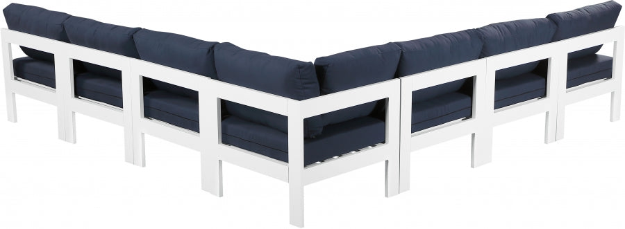 Nizuc 120" Water Resistant Fabric Upholstered Outdoor Patio 7pc. Modular Sectional