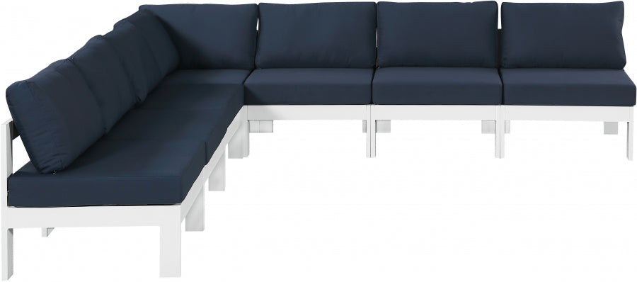 Nizuc 120" Water Resistant Fabric Upholstered Outdoor Patio 7pc. Modular Sectional