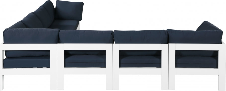 Nizuc 120" Water Resistant Fabric Upholstered Outdoor Patio 7pc. Modular Sectional