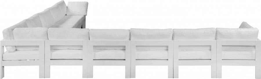 Nizuc 180" Water Resistant Fabric Upholstered Outdoor Patio 10pc. Modular Sectional