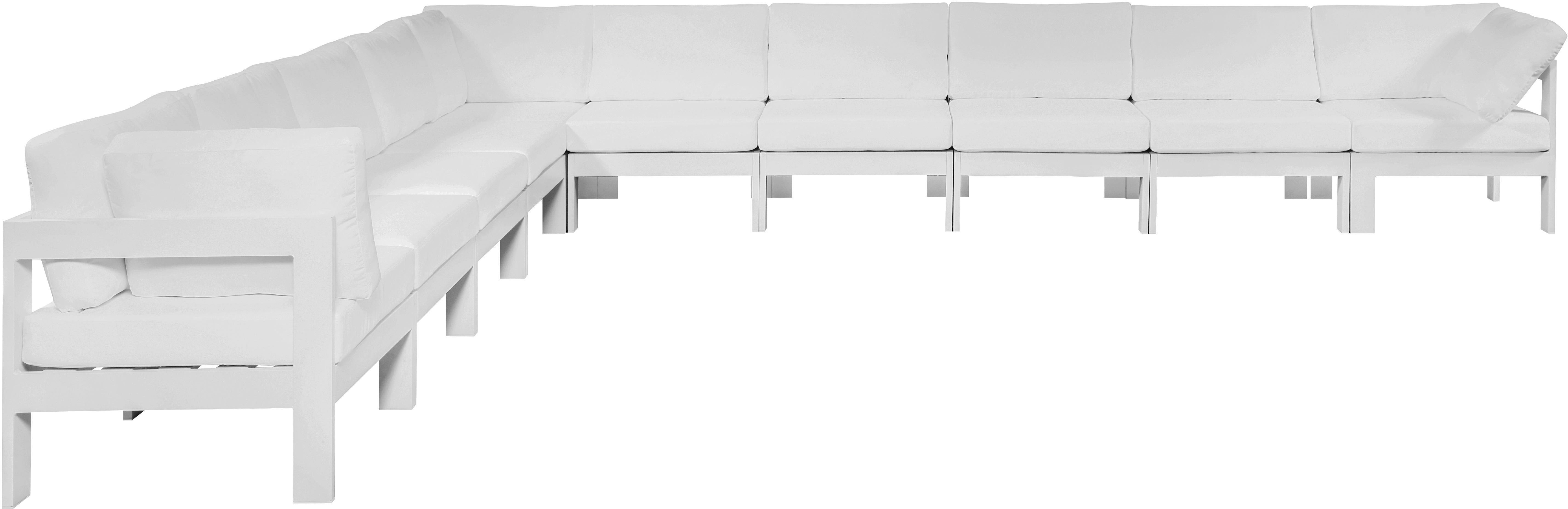 Nizuc 180" Water Resistant Fabric Upholstered Outdoor Patio 10pc. Modular Sectional