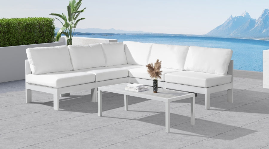Nizuc 90" Water Resistant Fabric Upholstered Outdoor Patio 5pc. Modular Sectional