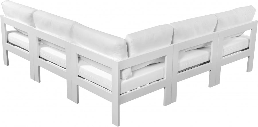 Nizuc 90" Water Resistant Fabric Upholstered Outdoor Patio 5pc. Modular Sectional