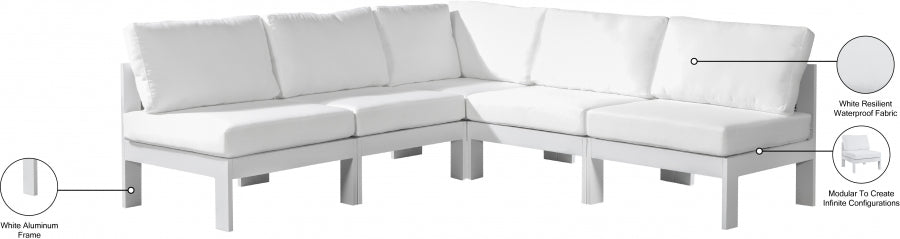 Nizuc 90" Water Resistant Fabric Upholstered Outdoor Patio 5pc. Modular Sectional