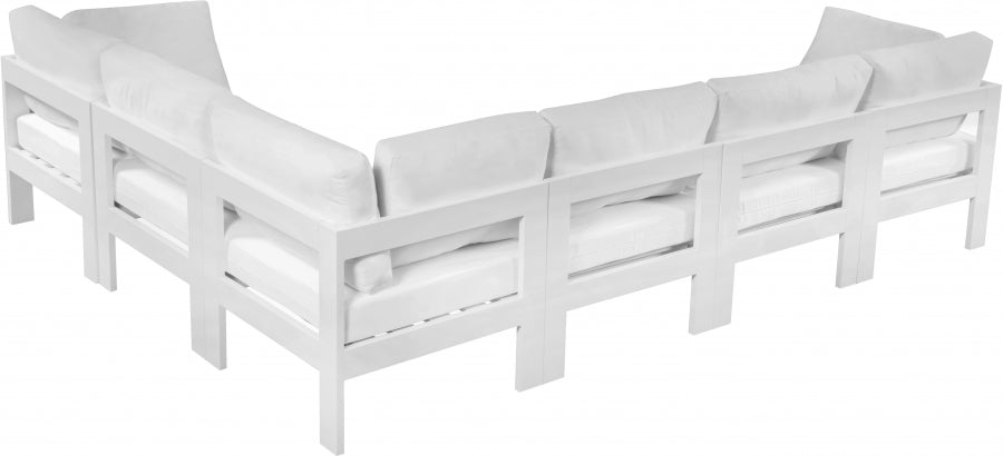 Nizuc 120" Water Resistant Fabric Upholstered Outdoor Patio 6pc. Modular Sectional
