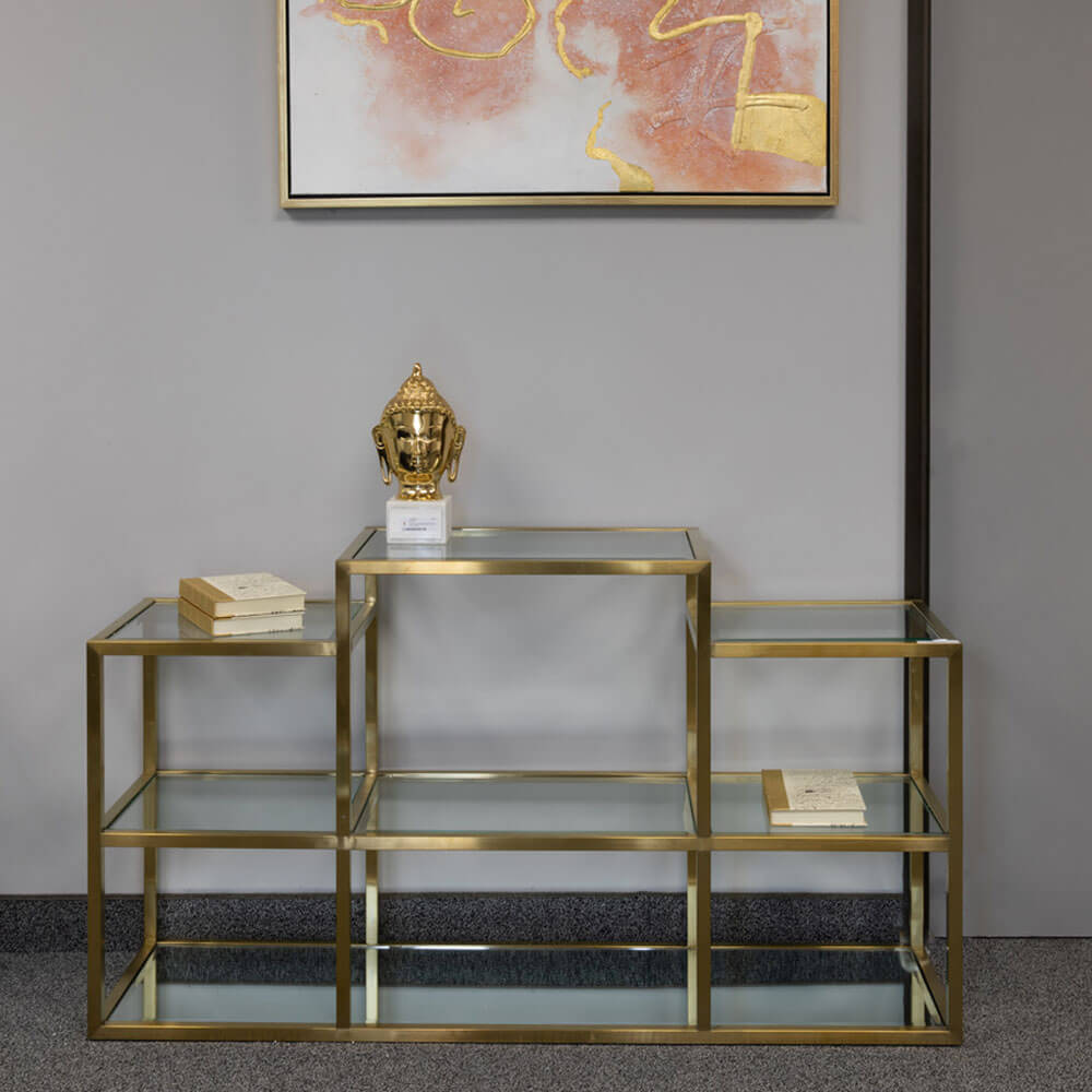 Multi-Level Gold Console Table