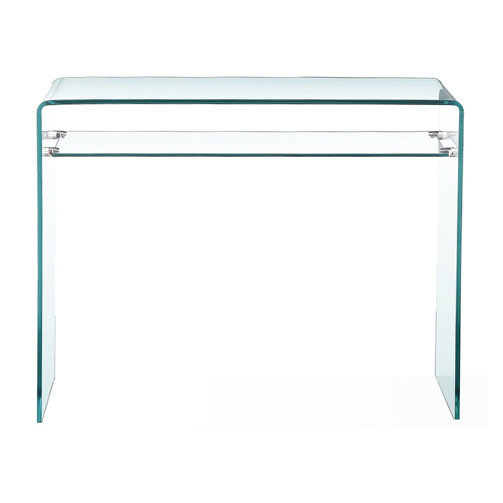 Bent Glass Console Table With Shelf