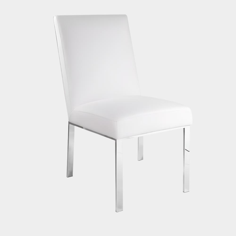 Chaise de salle à manger Wellington en similicuir blanc