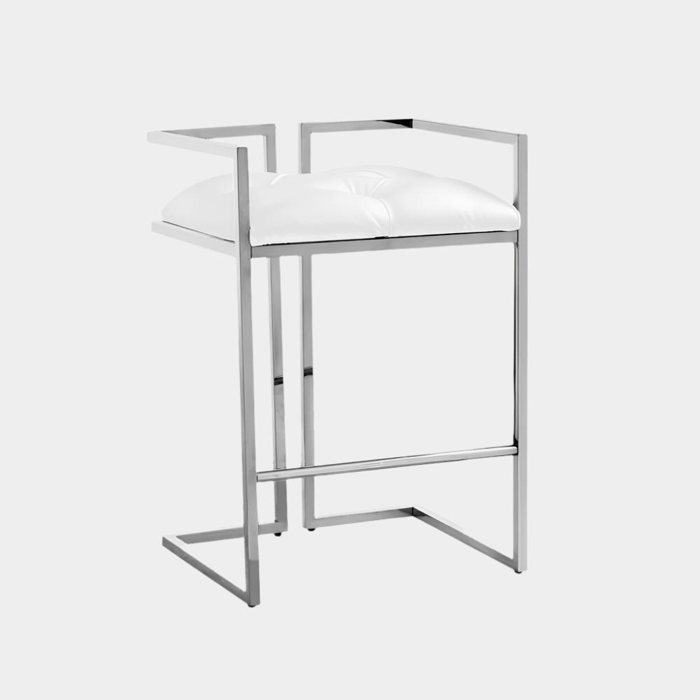 Coralie Counter Stool: White Leatherette