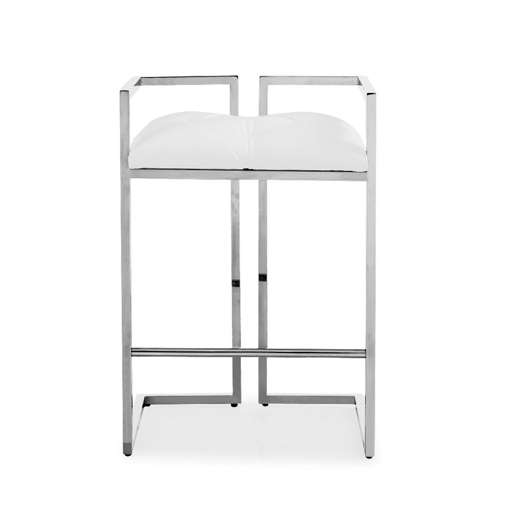 Coralie Counter Stool: White Leatherette