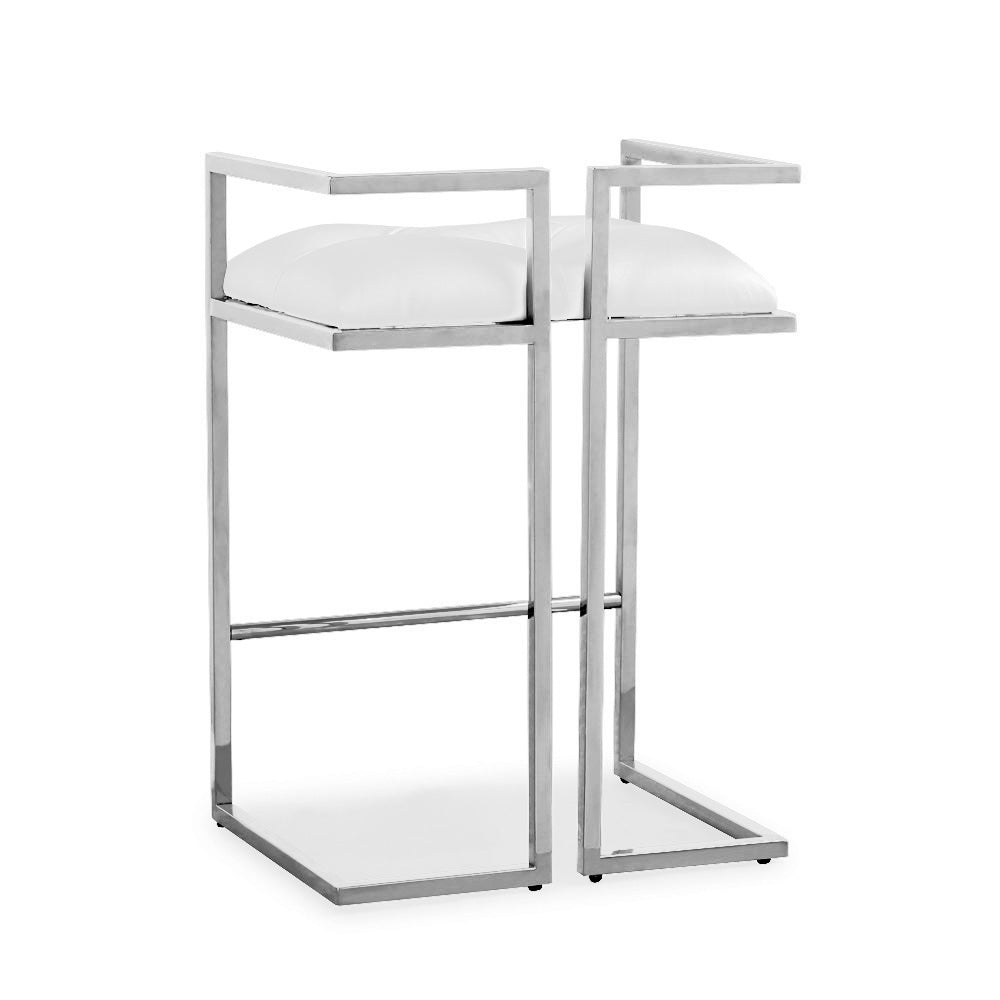 Coralie Counter Stool: White Leatherette