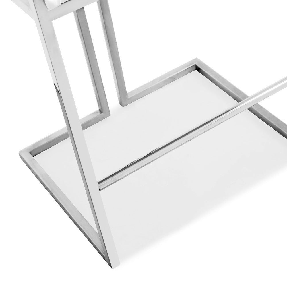 Coralie Counter Stool: White Leatherette