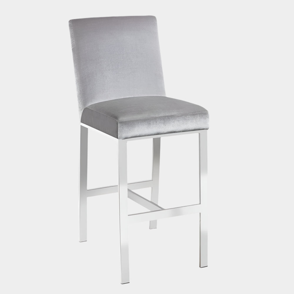 Wellington Counter Chair: Grey Velvet