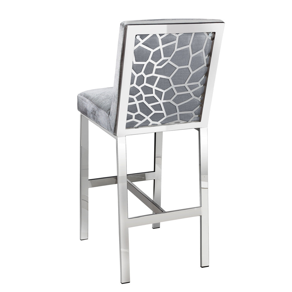 Wellington Counter Chair: Grey Velvet