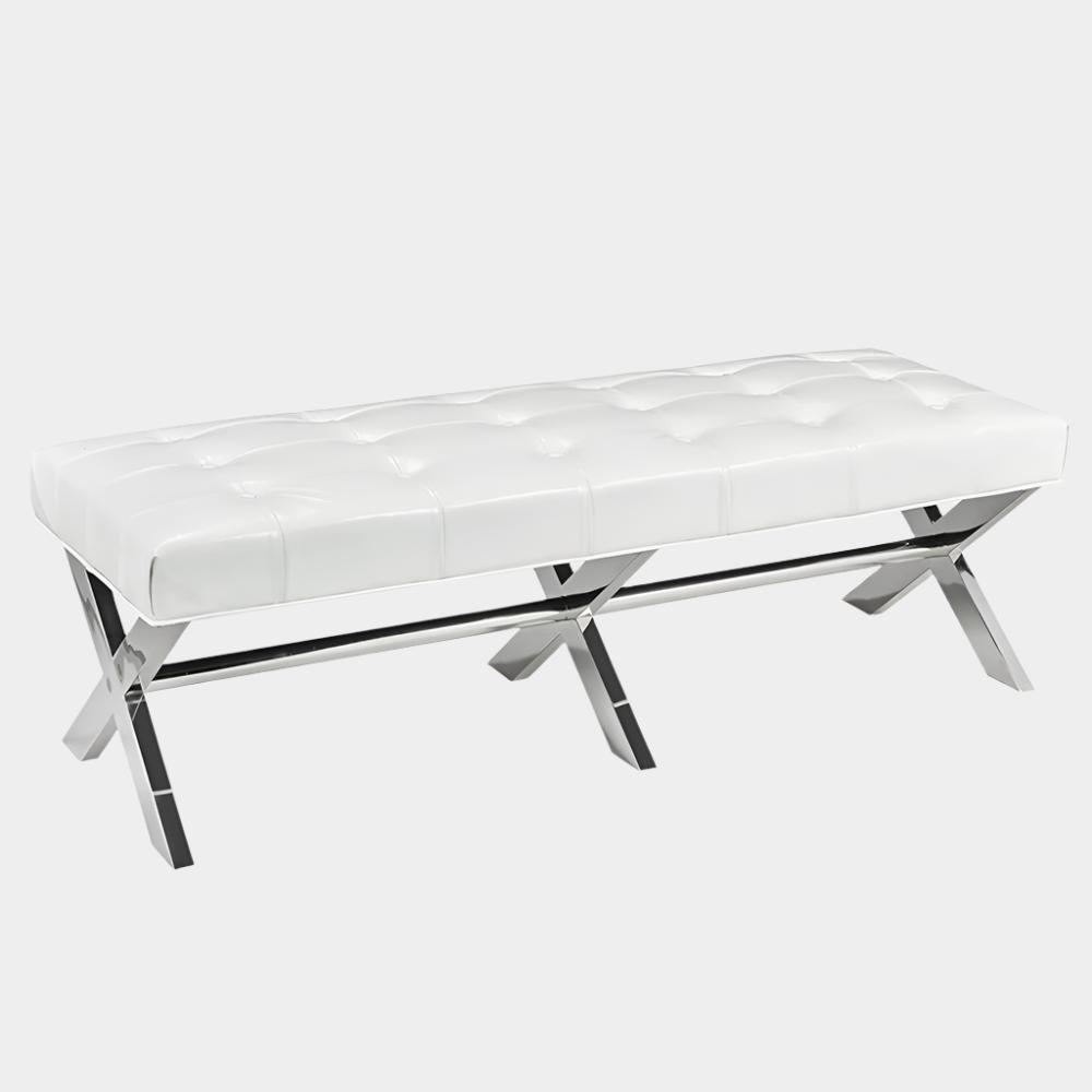 Lauren White PU Fabric Bench