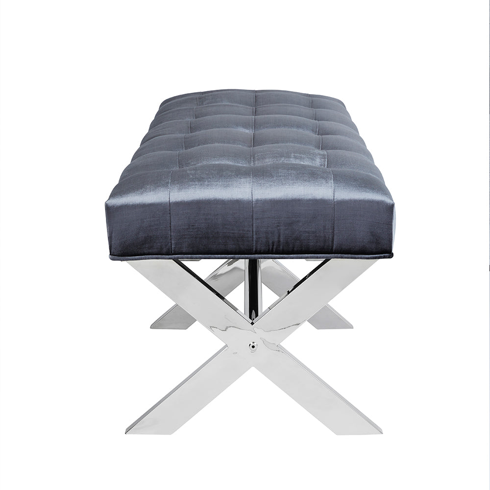 Lauren Charcoal Velvet Fabric Bench