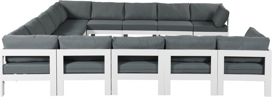Nizuc 150" Water Resistant Fabric Upholstered Outdoor Patio 13pc. Modular Sectional