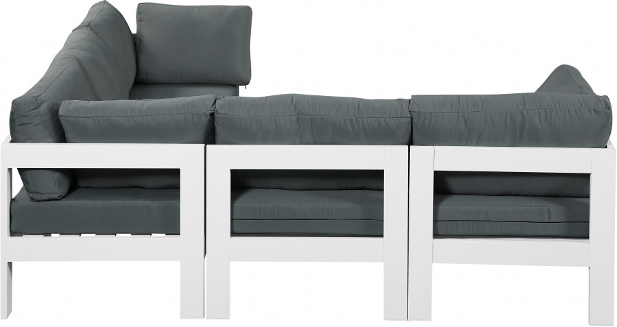 Nizuc 90" Water Resistant Fabric Upholstered Outdoor Patio 5pc. Modular Sectional