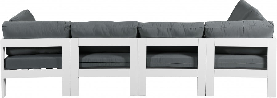 Nizuc 120" Water Resistant Fabric Upholstered Outdoor Patio 5pc. Modular Sectional