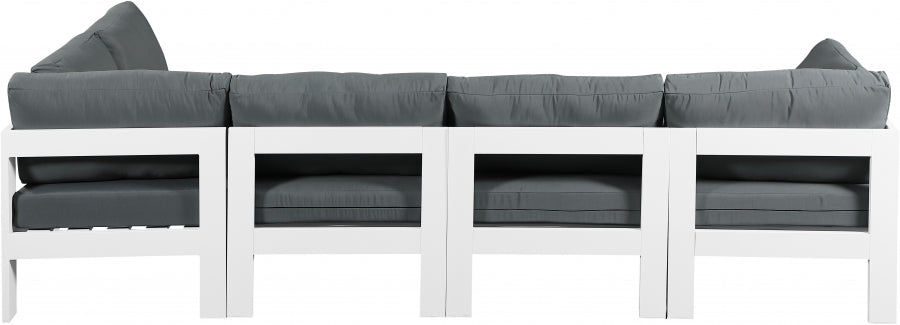 Nizuc 120" Water Resistant Fabric Upholstered Outdoor Patio 5pc. Modular Sectional