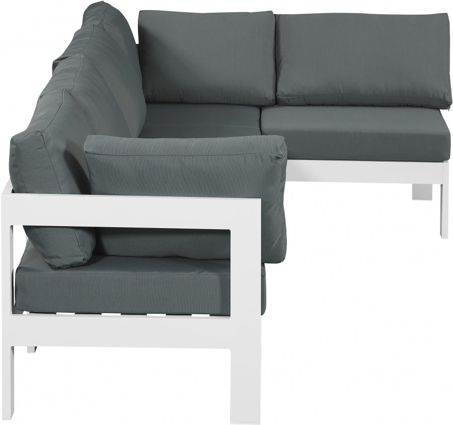 Nizuc 120" Water Resistant Fabric Upholstered Outdoor Patio 5pc. Modular Sectional