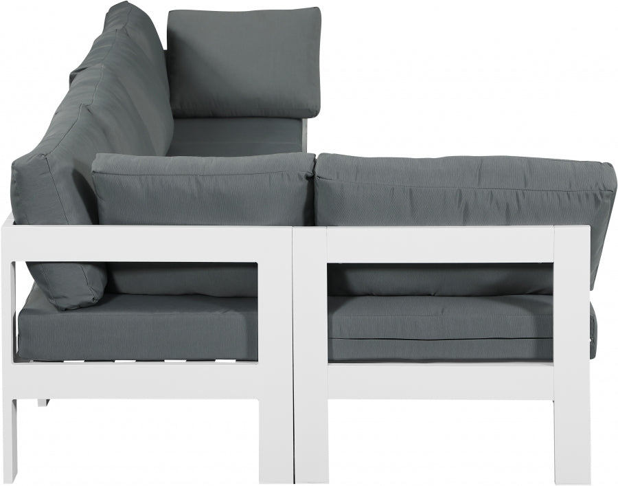 Nizuc 120" Water Resistant Fabric Upholstered Outdoor Patio 5pc. Modular Sectional