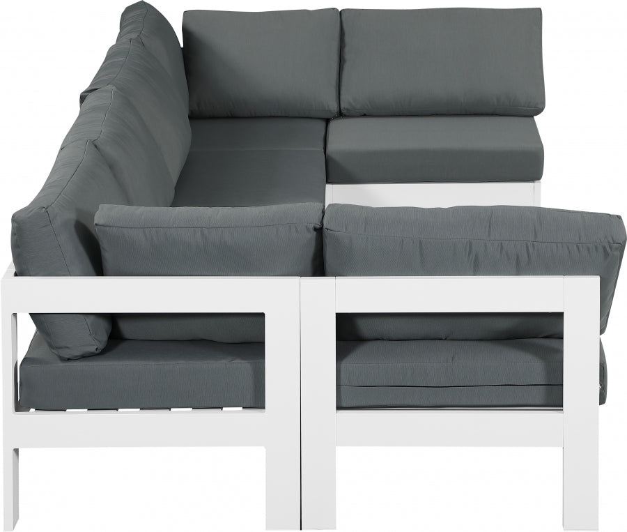 Nizuc 120" Water Resistant Fabric Upholstered Outdoor Patio 6pc. Modular Sectional