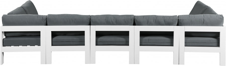 Nizuc 150" Water Resistant Fabric Upholstered Outdoor Patio 7pc. Modular Sectional