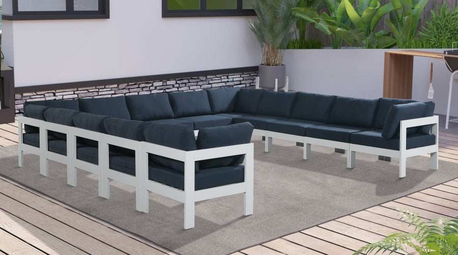Nizuc 150" Water Resistant Fabric Upholstered Outdoor Patio 13pc. Modular Sectional