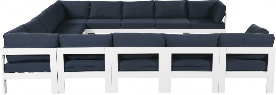 Nizuc 150" Water Resistant Fabric Upholstered Outdoor Patio 13pc. Modular Sectional