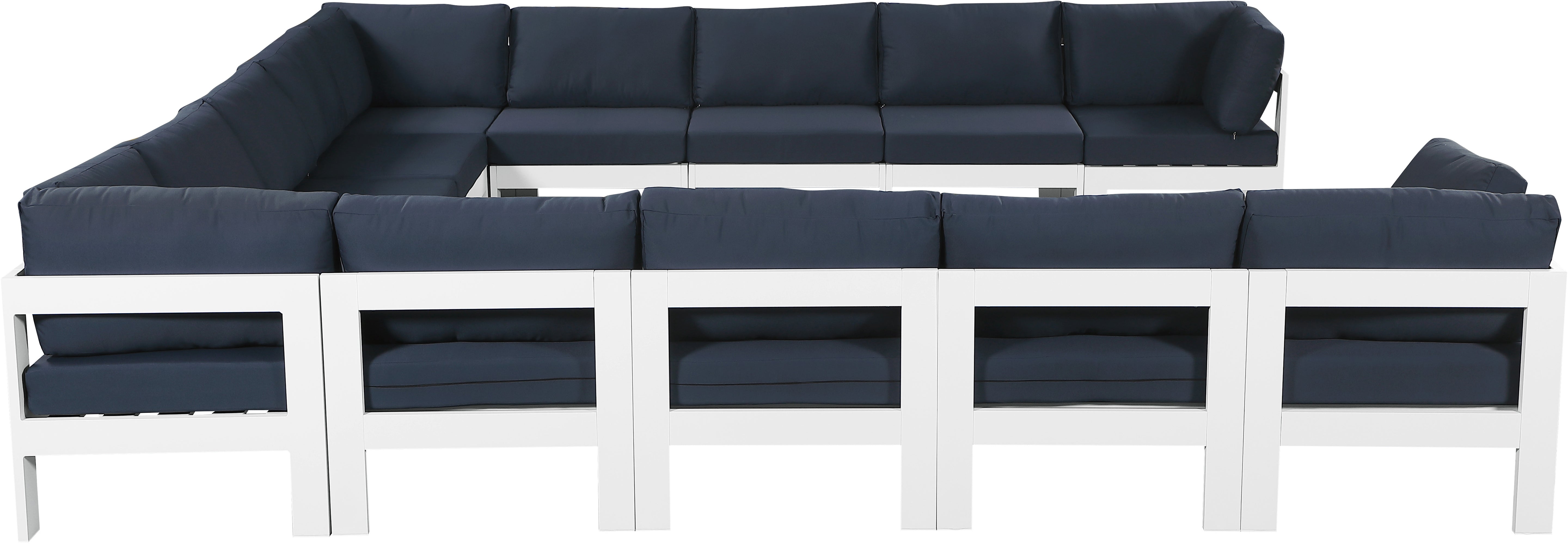 Nizuc 150" Water Resistant Fabric Upholstered Outdoor Patio 13pc. Modular Sectional