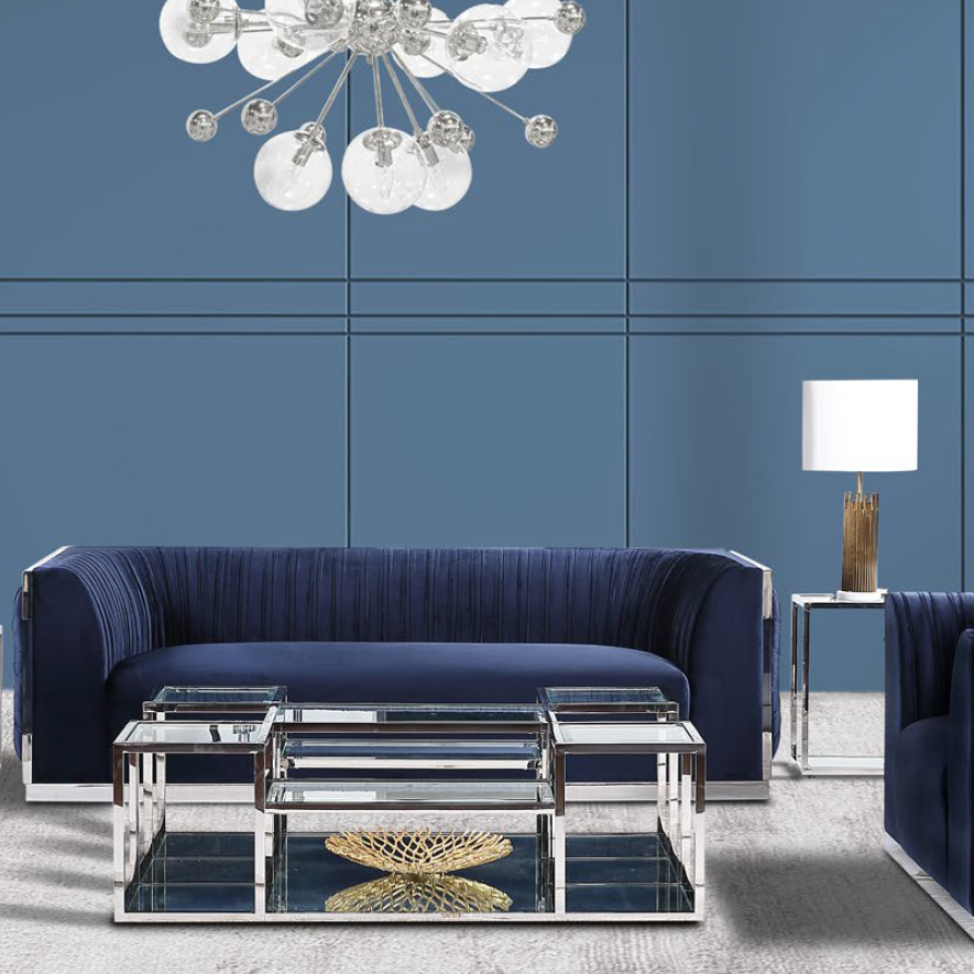 Paloma Sofa Blue Velvet