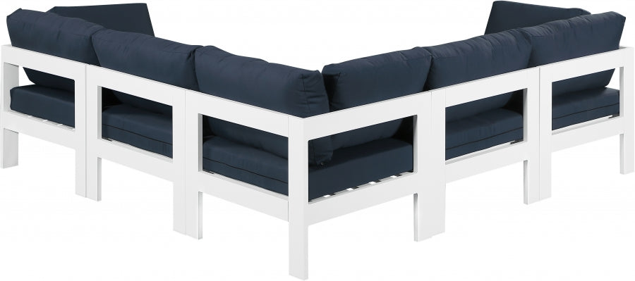 Nizuc 90" Water Resistant Fabric Upholstered Outdoor Patio 5pc. Modular Sectional