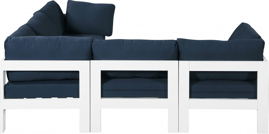 Nizuc 90" Water Resistant Fabric Upholstered Outdoor Patio 5pc. Modular Sectional