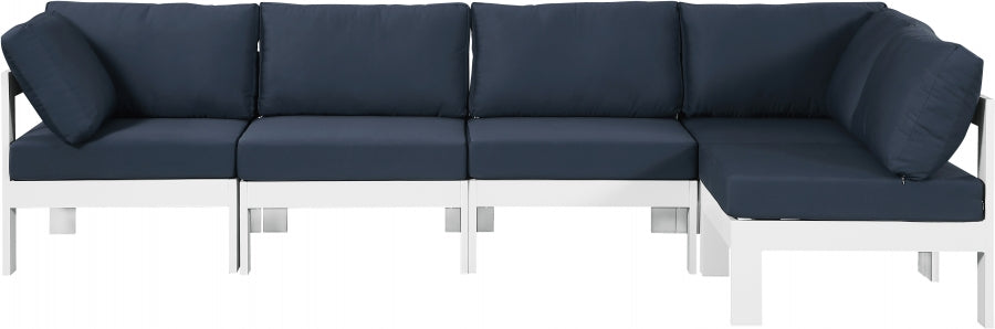Nizuc 120" Water Resistant Fabric Upholstered Outdoor Patio 5pc. Modular Sectional