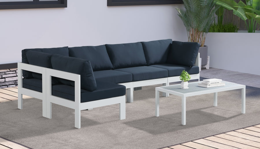 Nizuc 120" Water Resistant Fabric Upholstered Outdoor Patio 5pc. Modular Sectional