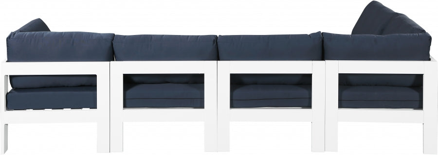 Nizuc 120" Water Resistant Fabric Upholstered Outdoor Patio 5pc. Modular Sectional