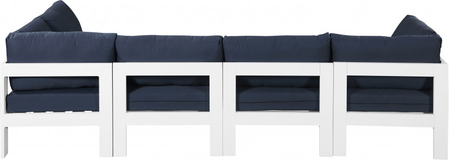 Nizuc 120" Water Resistant Fabric Upholstered Outdoor Patio 5pc. Modular Sectional