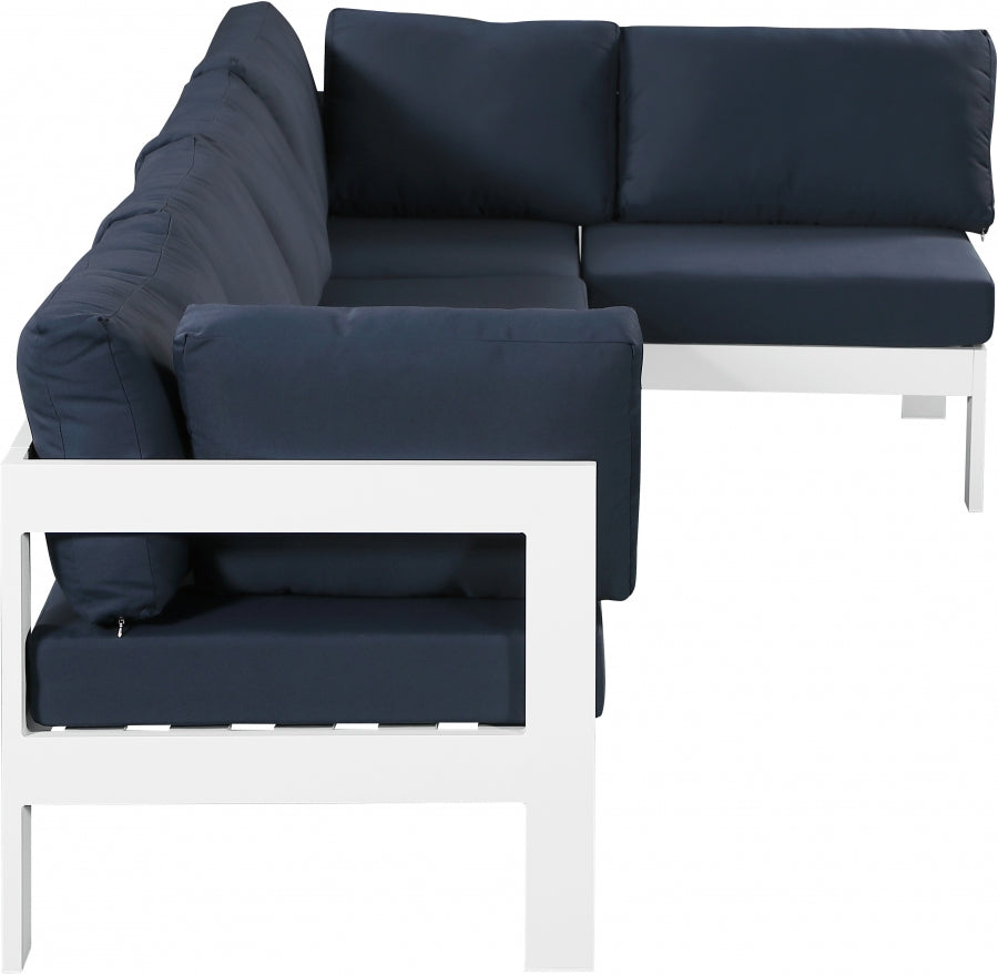 Nizuc 120" Water Resistant Fabric Upholstered Outdoor Patio 5pc. Modular Sectional